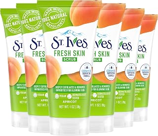 St. Ives Apricot Scrub Exfoliant, Travel-Size 6-Pack – Fresh Skin Exfoliating Apricot Facial Scrub, 1 Oz Ea