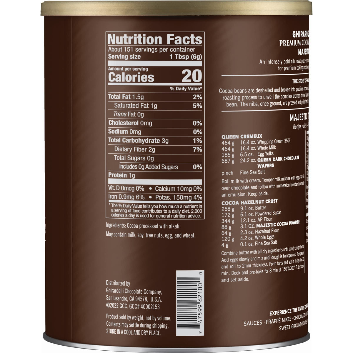 Majestic Premium Cocoa Powder by Ghirardelli – 2 Pound (Pack of 1), Model 32 oz. Majestic