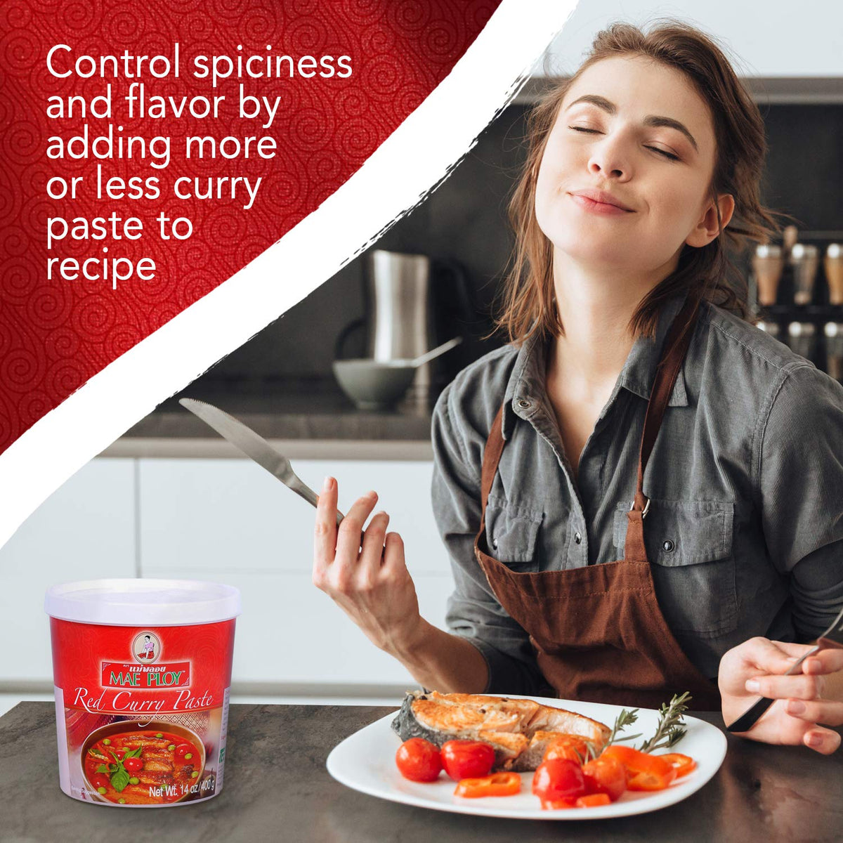 Mae Ploy Red / Red Curry Paste / 14 Ounce (Pack of 1) Curry Sauce