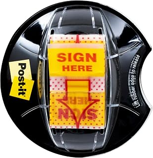 Post-it Flags, Sign Here, 200/High Volume Desk Grip Dispenser, 1 in Wide, Yellow (680-HVSH)