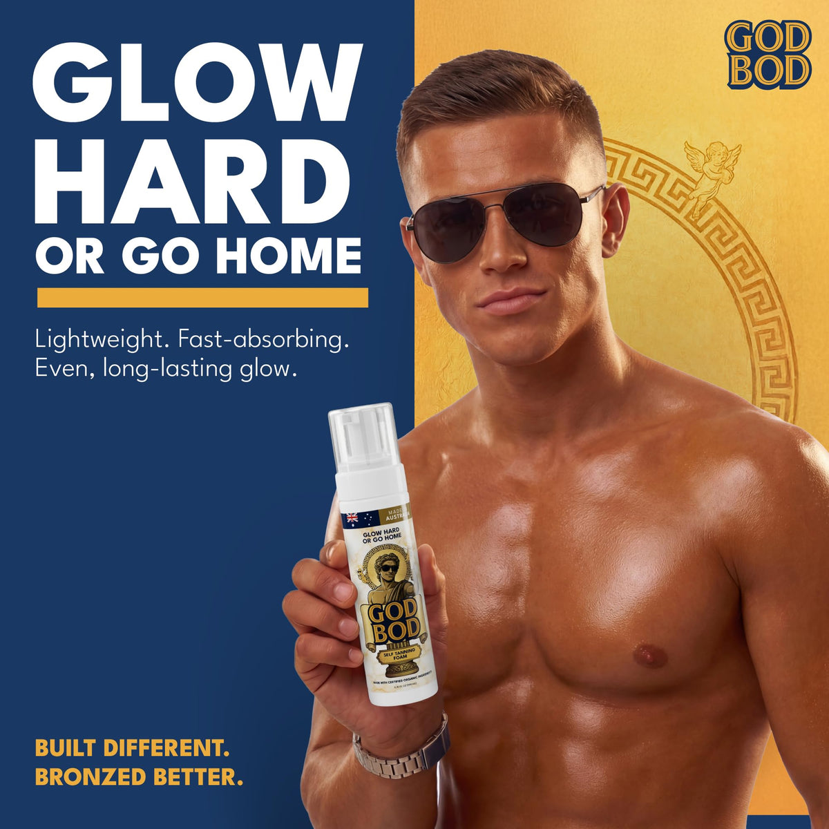 Men's Self Tanner by God Bod – 6.76 Fl Oz (Pack of 1), Gold