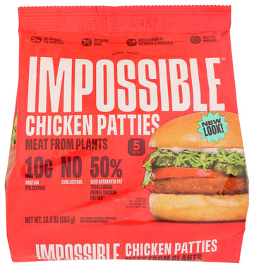Impossible, Frozen Chicken Patties Plant Based, 13.5 Ounce by IMPOSSIBLE FOODS – 13.5 OZ, Light brown, Model 0816697020432