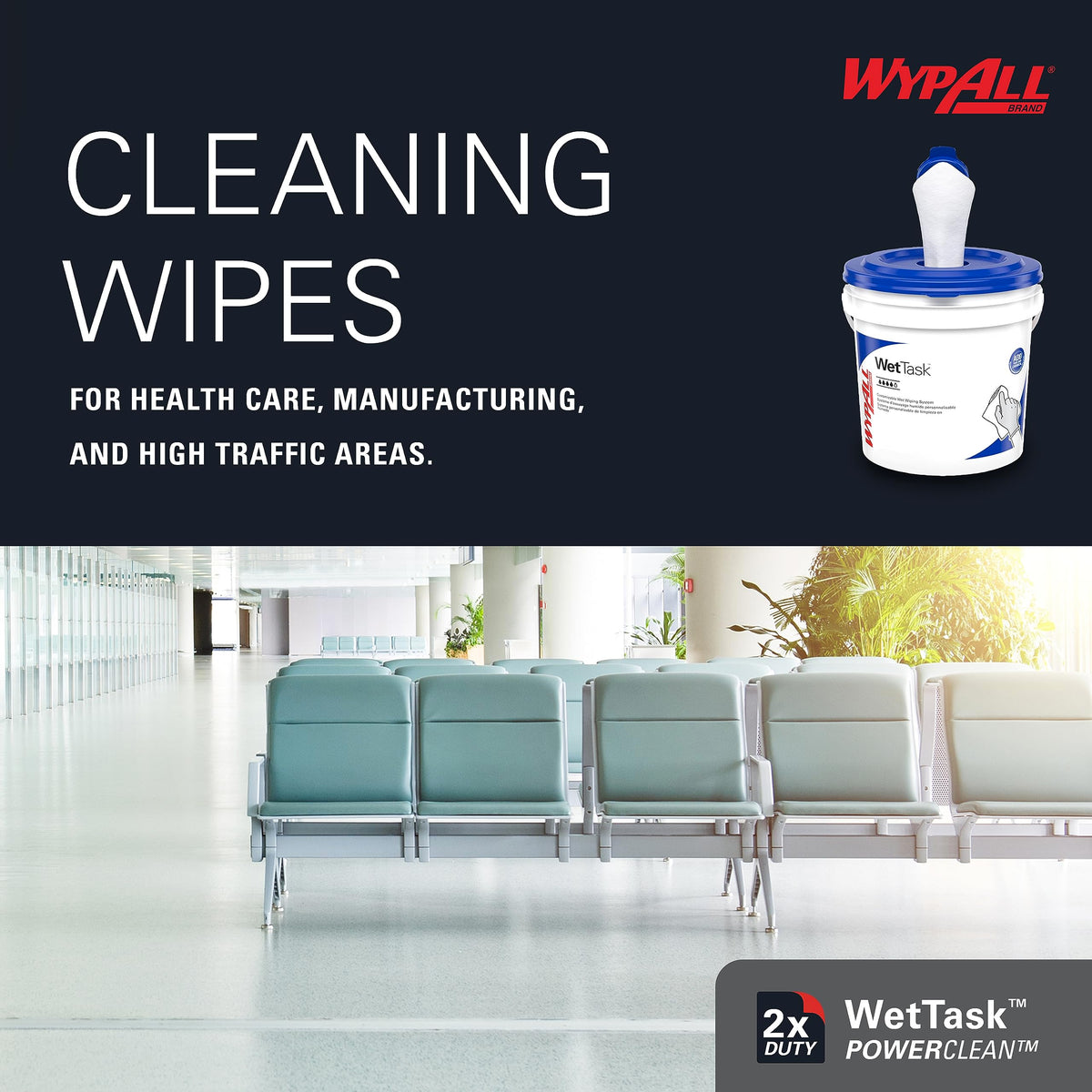 WypAll PowerClean WetTask for Solvents – 6 x 95 Towels, 1 Bucket (06001)