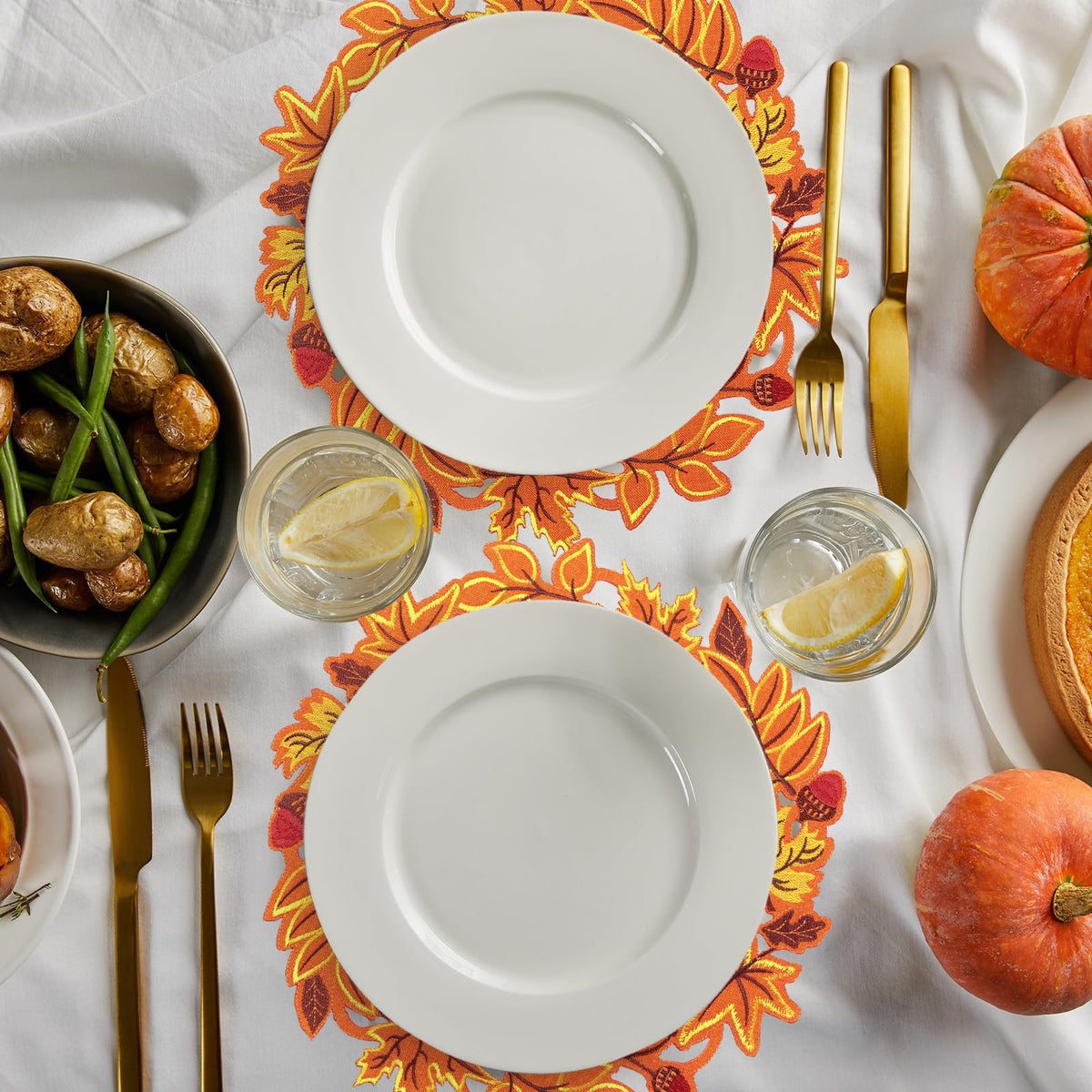 Yingzhao Maple Leaf Placemats, 14 x 14 Inches, Set of 6, Orange
