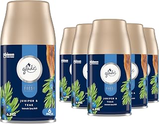 Glade Automatic Spray Refill, Air Freshener for Home and Bathroom, Juniper & Teak, Fresh Collection, 6.2 Oz, 6 Count
