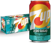 7UP Tropical Zero Sugar Soda, 12 fl oz cans, 12 pack