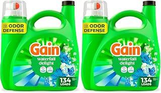 Gain Liquid Laundry Detergent with Odor Defense, Waterfall Delight Scent, Laundry Soap For HE Washing Machines, 177 fl oz, 134 Loads (Packaging May Vary) (Pack of 2)