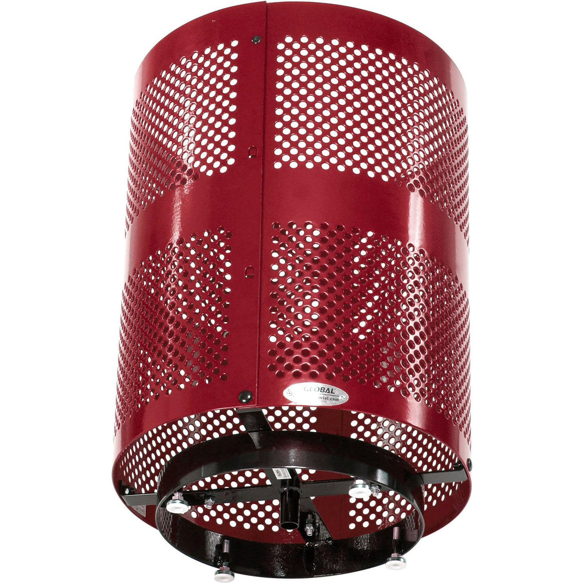 36 Gallon Deluxe Thermoplastic Perforated Receptacle w/Dome & Base by Global Industrial – Steel, Red, Model 261949RDD
