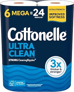 Cottonelle Ultra Clean Toilet Paper, 6 Mega Rolls = 24 Regular Rolls