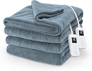 Sunbeam Royal Luxe Microplush Heated Blanket 12 Heat Cadet Blue Full