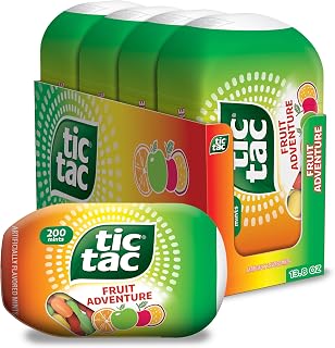 Tic Tac Fruit Adventure, On-the-Go Pocket-Sized Mints, 200 pieces, 4 Bottle Packs, 3.4 oz Each