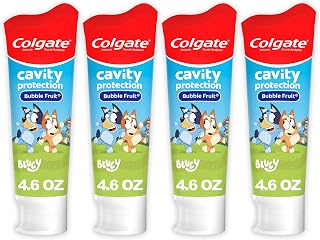 Colgate Kids Bluey Fluoride Toothpaste, Bubblegum, 4 Pack, 4.6 oz
