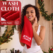Hahafelt Cotton Bath Towel Set, 3 Piece, Red Christmas