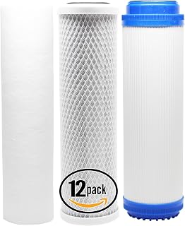 12x Filter Kit Compatible with Everpure CGS-12 EV910012 RO System | Includes Carbon Block Filter, PP Sediment Filter & GAC Filter