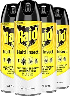 Raid Multi Insect Killer Aerosol Kills Ants Spiders Roaches and Flies No Lingering Chemical Odor Indoor and Outdoor Use 15 Ounce (Pack of 4)
