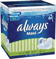 Always Maxi Long Super Pads With Wings, 90 Count