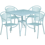 Flash Furniture Sky Blue / 28" / 4 Round Chairs + Square Table Dining Sets