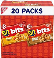 Bits Peanut Butter and RITZ Bits Cheese Sandwich Crackers Variety Pack, Lunch Snacks for Kids and Adults, 20 Snack Packs