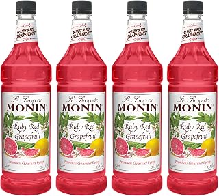 Monin Ruby Red Grapefruit, 48-Ounce Packages (Pack of 4)