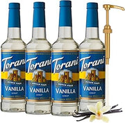 Torani Sugar Free Vanilla Flavored Drink Syrup w Pump, 25.4 fl oz, 4 Pack