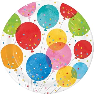 Creative Converting Birthday Confetti Balloons Paper Plates, 8 Count