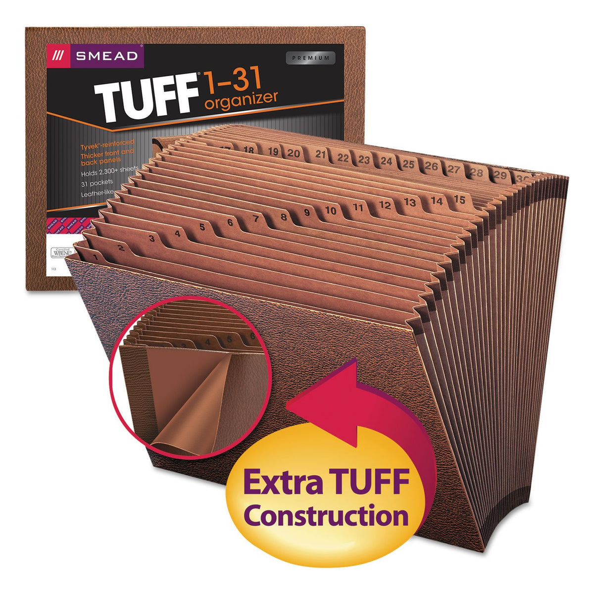 TUFF Expanding File by SMEAD – Letter, Redrope, Leather-like, Model 70467