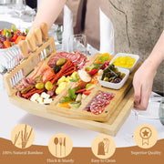WRINGKIT Charcuterie Board Set, Bamboo Tray with Utensils and Bowls, Natural