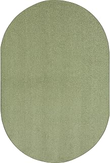Joy Carpets Endurance Solid Colored Area Rug in Color Sage, 6' x 9' Oval