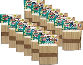 CLI Charles Leonard Creative Arts Craft Sticks, Natural Wood, 150/Pack, 12 Packs (CHL66515-12)