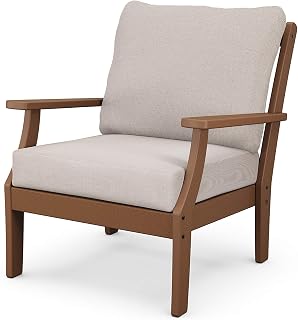 Polywood Braxton Deep Seating Chair in Teak/Dune Burlap