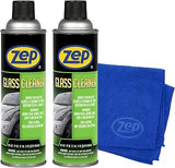 Zep Glass Cleaner - 19 oz (2 Pack) & Blue Microfiber Rag - Auto & Home