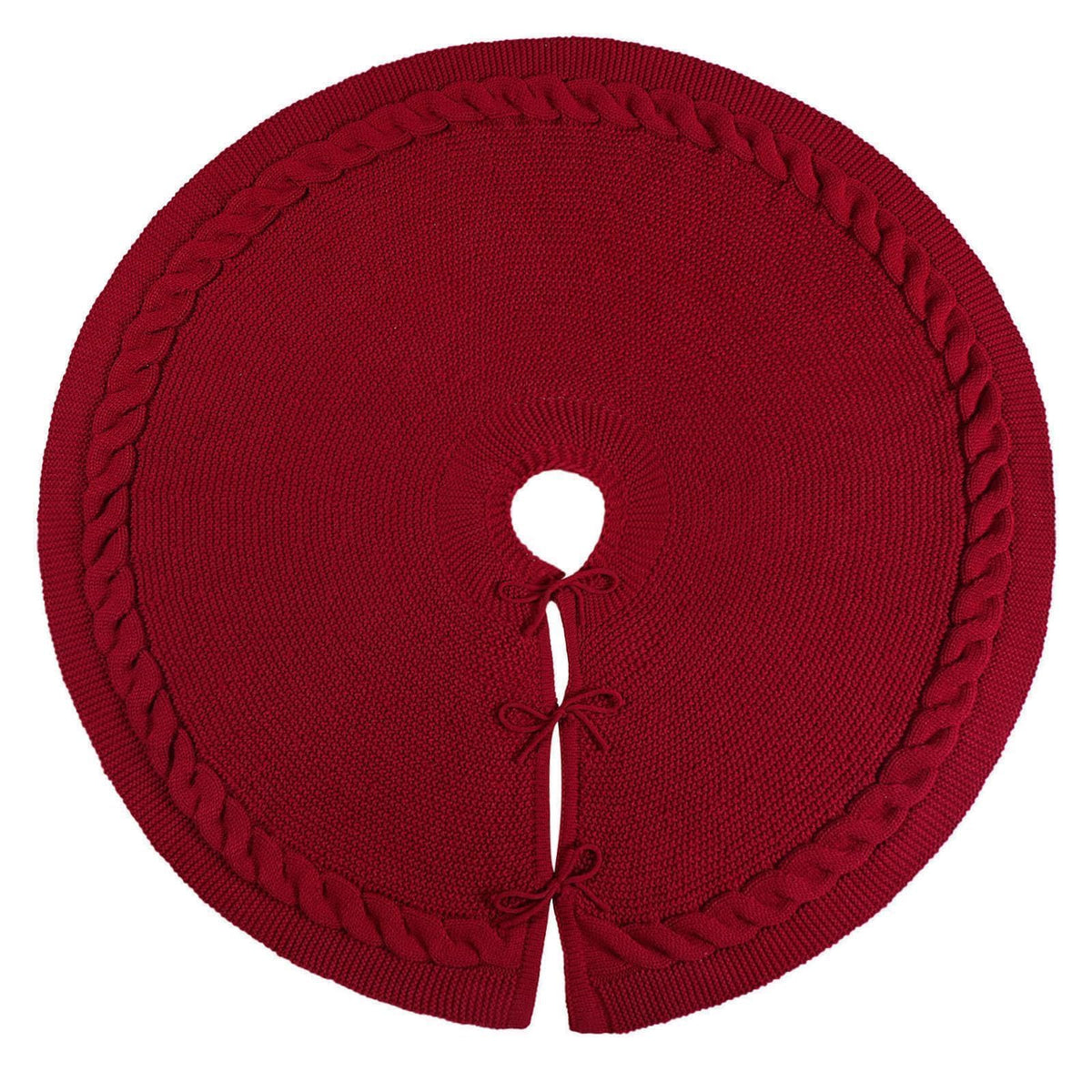 LimBridge Knitted Tree Skirt, 48 Inch Round, Burgundy