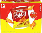 Cheez-It Snap'd Cheese Cracker Chips, Thin Crisps, Lunch Snacks, Double Cheese, 9oz Box (12 Pouches)