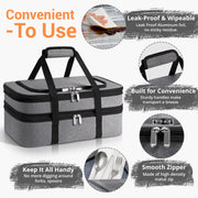 Miaojie Insulated Casserole Carrier, Double Layer Expandable, Gray