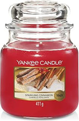 Yankee Candle Sparkling Cinnamon Scented, Classic 14.5oz Medium Jar Single Wick Candle, Over 65 Hours of Burn Time