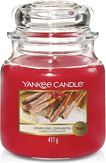 Yankee Candle Sparkling Cinnamon Scented, Classic 14.5oz Medium Jar Single Wick Candle, Over 65 Hours of Burn Time