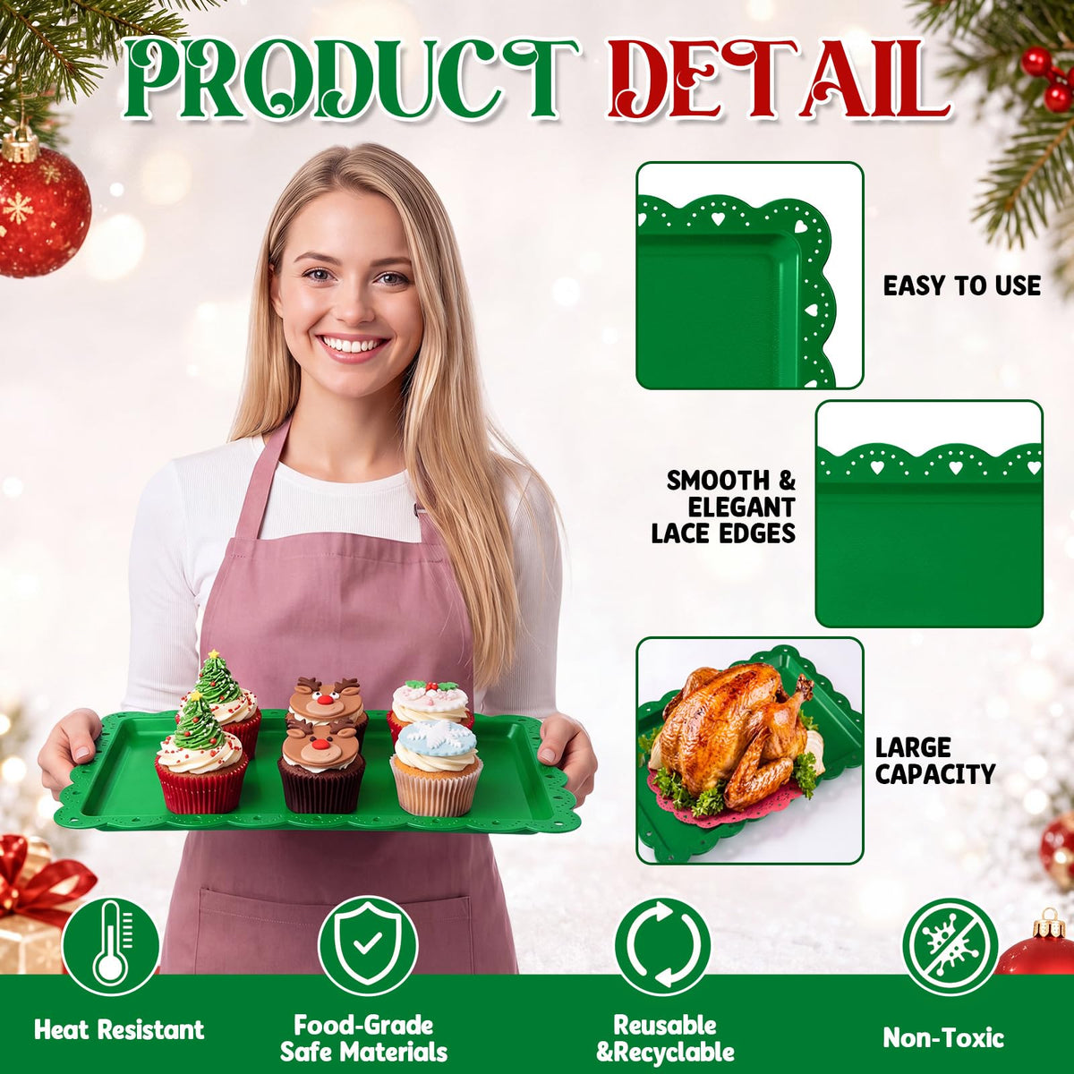 Meanplan Christmas Serving Tray Set, 12 Pack, Red Green White