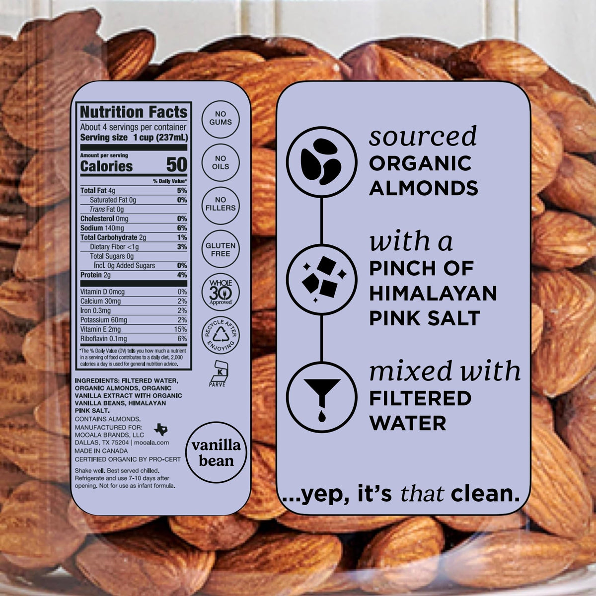 Organic Simple Almond Milk Vanilla by Mooala – 32 Fl Oz (Pack of 6), Pack of 6