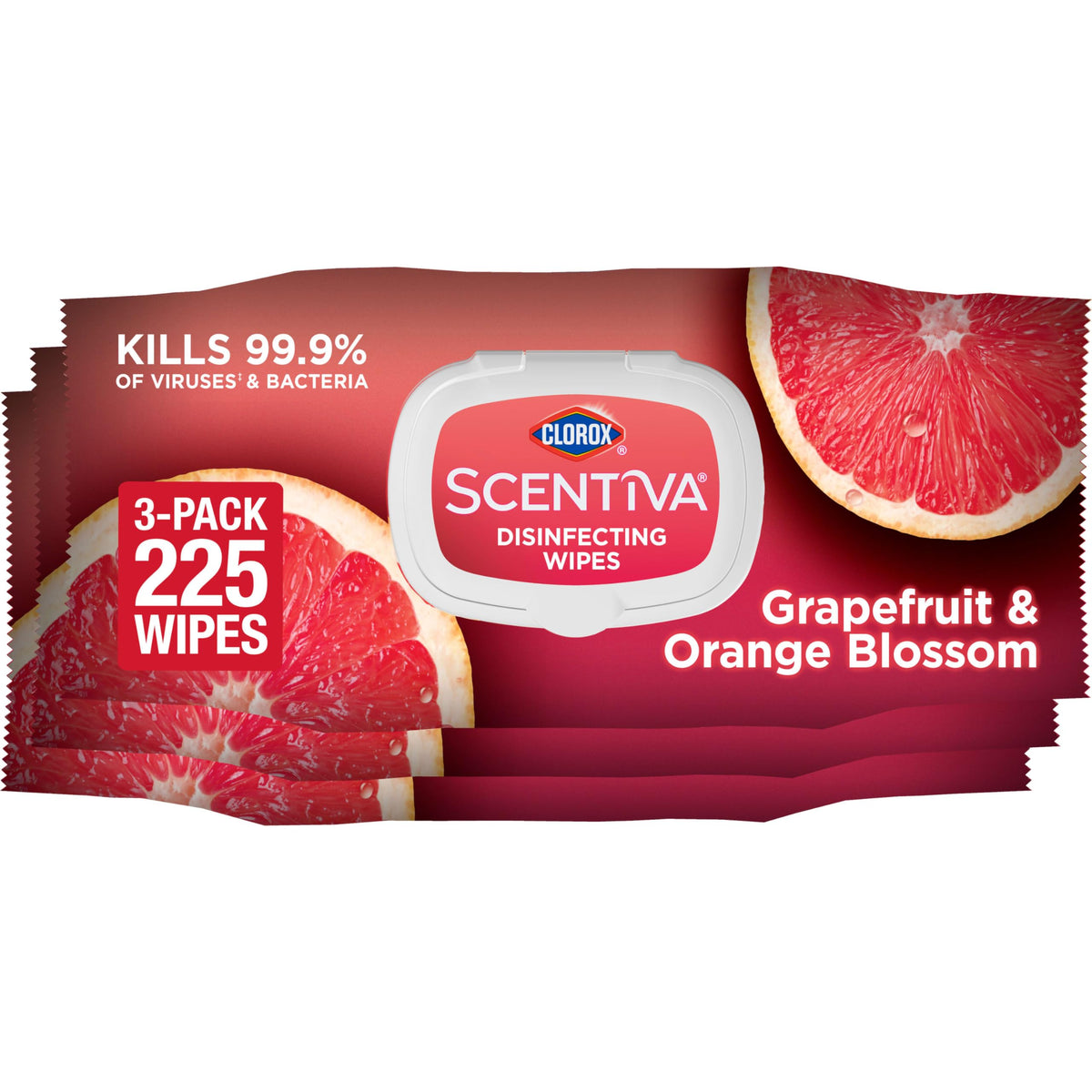 Scentiva Disinfecting Wipes by Clorox – 225 Count (Pack of 1), White, Model 10044600601462