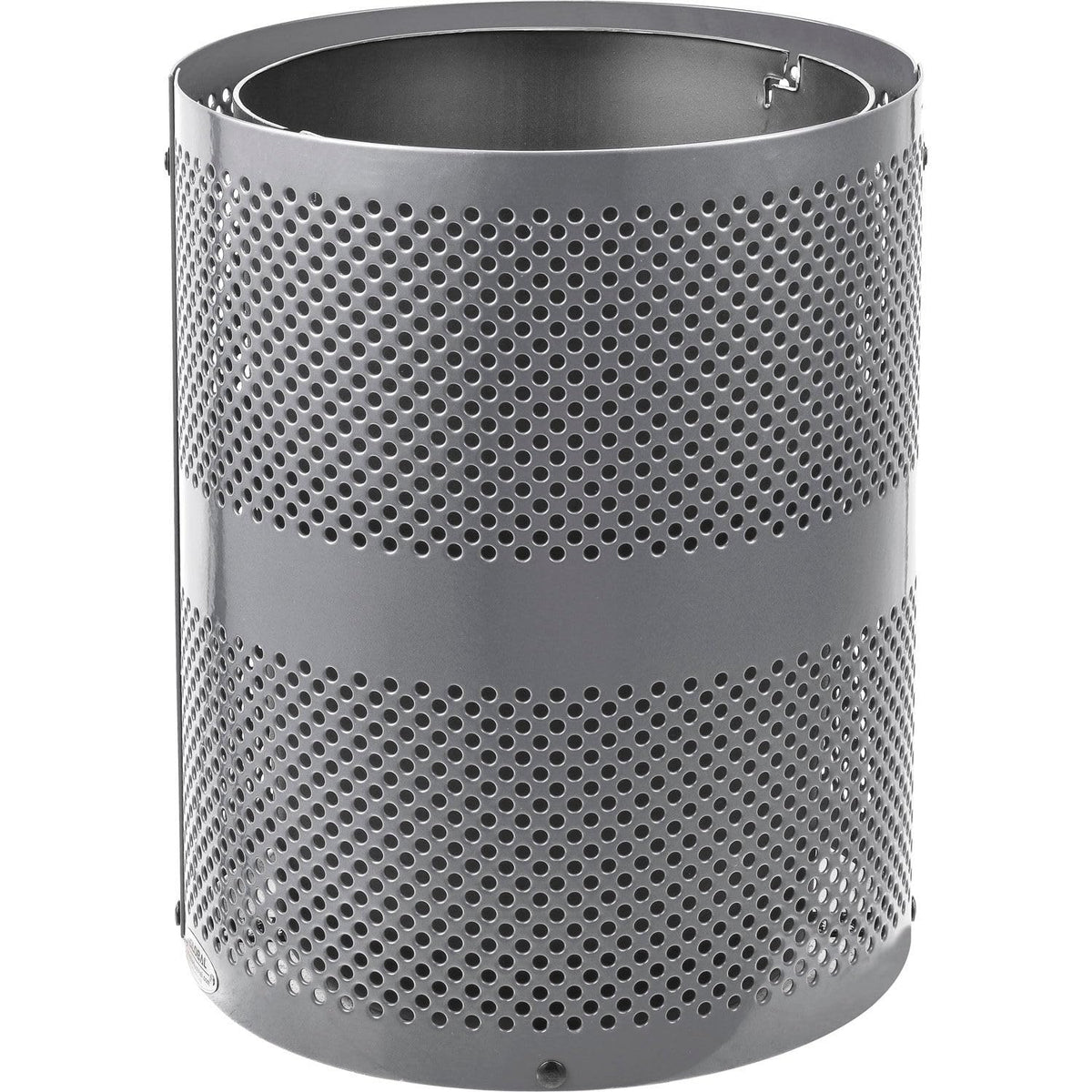 36 Gallon Thermoplastic Coated Perforated Receptacle w/Dome Lid by Global Industrial – Steel, Gray, Model 261949GY