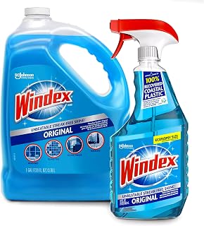 Windex Original Glass & More Cleaner Trigger Spray 946mL/1 Qt + Refill 1 Gallon
