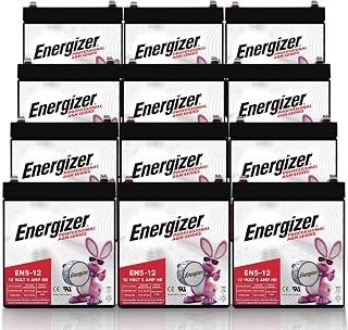 Energizer EN5-12 - 12 Pack - 12 Volt 5 Amp Hr, Long Lasting Sealed Lead Acid AGM Rechargeable Battery Ideal for Use in Garage Door, Alarm Panels, Kids Ride On, Backup Power, and More