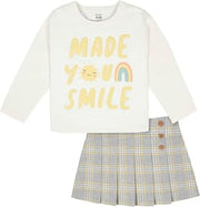 Gerber Baby & Toddler Girls 2 Piece Long Sleeve Tee & Pleated Skirt Set