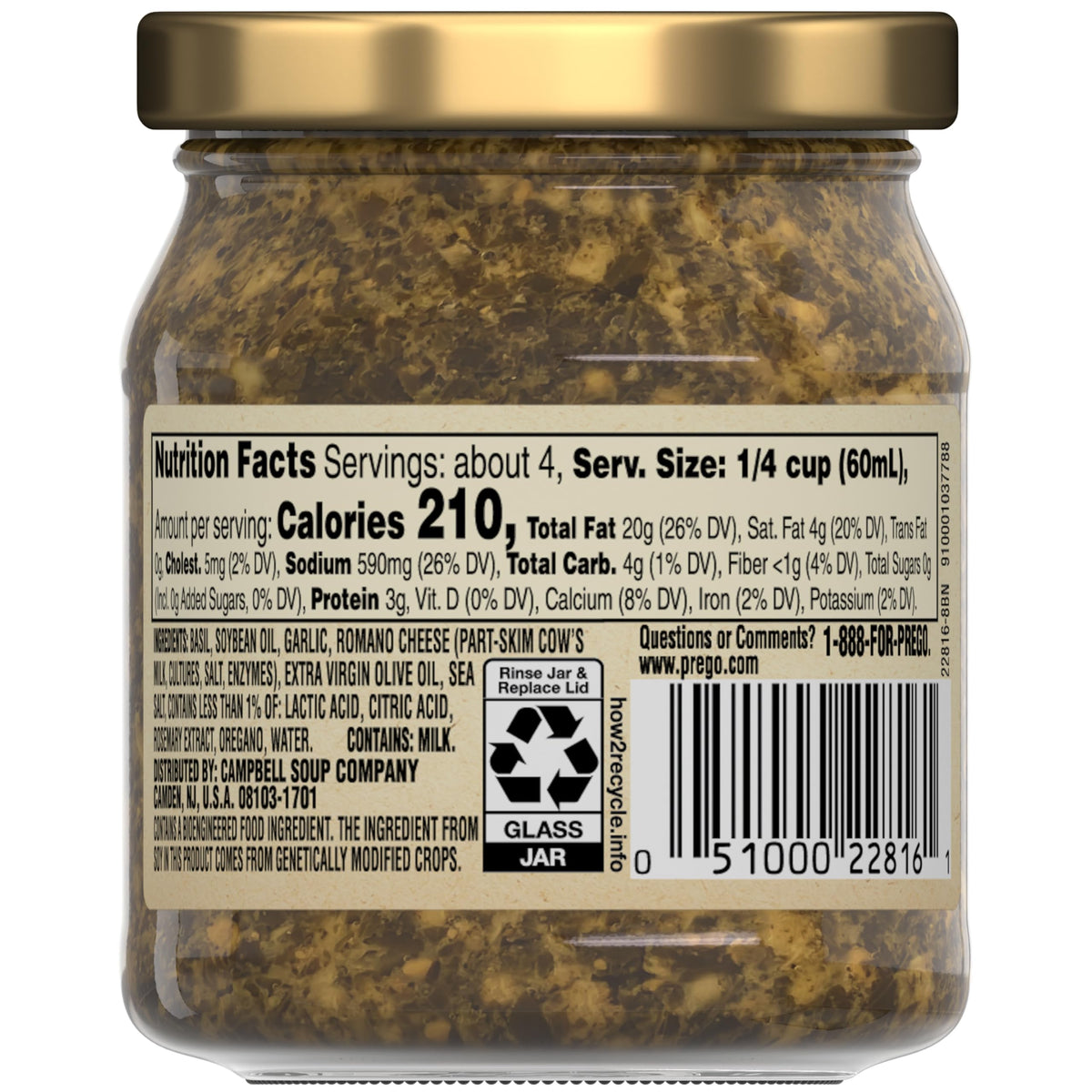 Basil Pesto Sauce by Prego – 8 Ounce (Pack of 1), Model 200000022816
