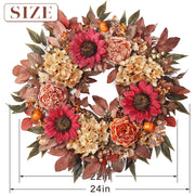 Glidlion Artificial Fall Wreath, 24 Inch Diameter, Orange