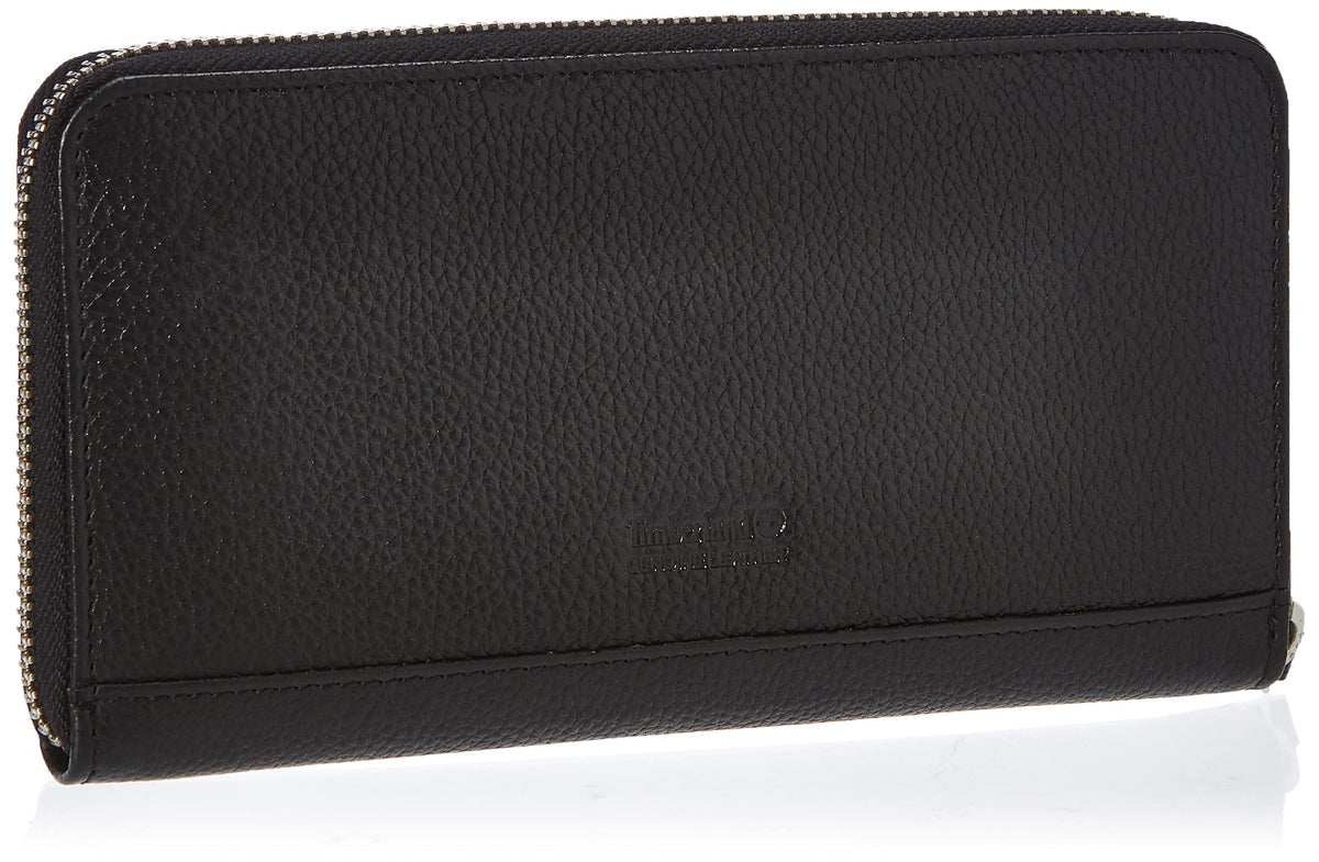 Women's Leather Rfid Zip Around Wallet Clutch With Wristlet Strap by Timberland – One Size, Leather, Black (Pebble), Model DW0101/08