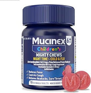 Mucinex Children's Mighty Chews Nighttime Cold and Flu Medicine, Children's Acetaminophen, Dextromethorphan, & Doxylamine Succinate, Kids Cough Medicine, Ages 6+, 16 Medicated Chewable Tablets