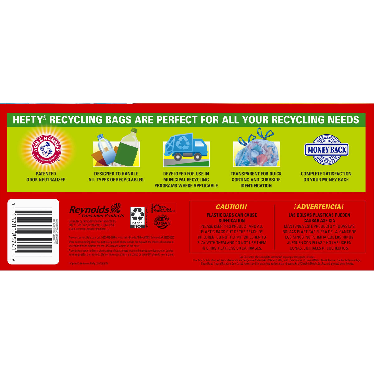 Recycling Large Trash/Garbage Bags (Blue by Hefty – 1 Count (Pack of 36), 30.0 gallons, Plastic, Blue, Pack of 36