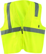OccuNomix ECO-IMZ-YXL High Visibility Value Mesh Standard Zipper Safety Vest, Class 2, 100% ANSI Polyester Mesh, X-Large, Yellow