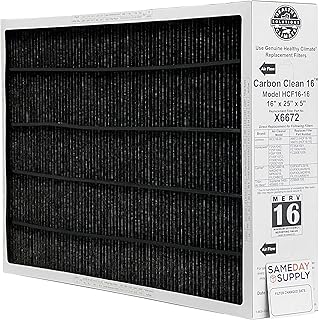Lennox X6672 16x25x5 Healthy Climate Carbon-Clean MERV 16 Filter Bundle with Same Day Supply Filter Change Reminder Magnet (1-Pack)